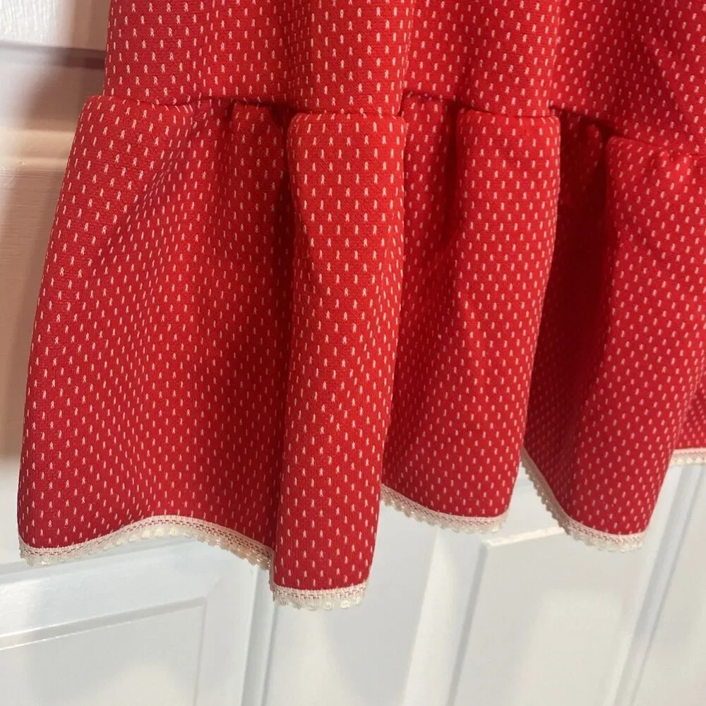 Vintage Sears And Roebuck Red Dress size 6  Size 10 Old School White Polk A Dot